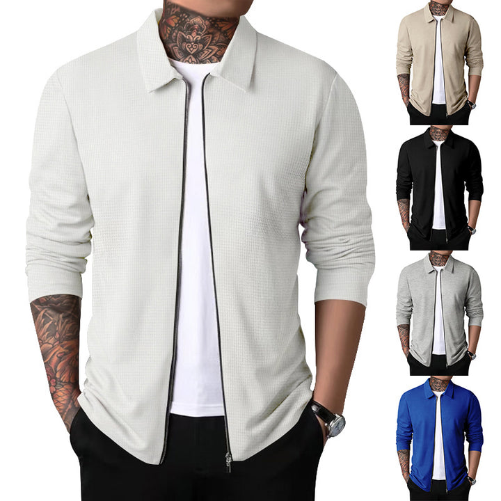 Herren nan strukturierte Hemdjacke mit Waffelstruktur, durchgehendem Reißverschluss und schmaler Passform Drune