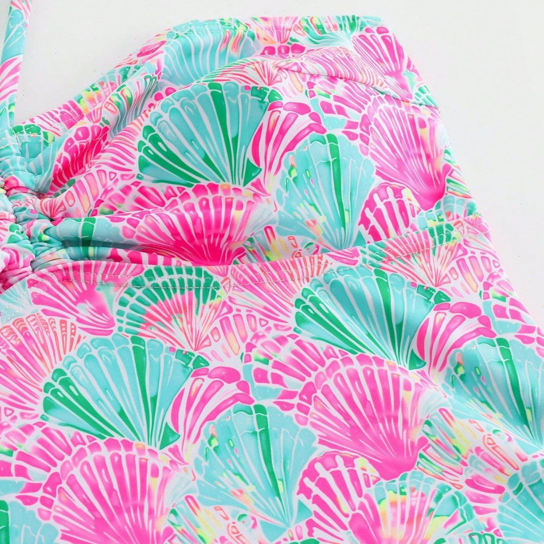 Damen Bandeau-Bikini mit verspieltem Muschelmuster und verstellbaren Trägern Drune