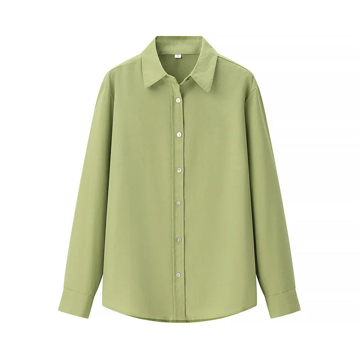 Damen nan lässige oversized Boyfriend-Bluse mit Hemdkragen, verdeckter Knopfleiste und abgerundetem Saum Drune