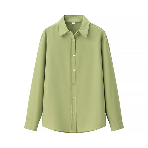 Damen nan lässige oversized Boyfriend-Bluse mit Hemdkragen, verdeckter Knopfleiste und abgerundetem Saum Drune