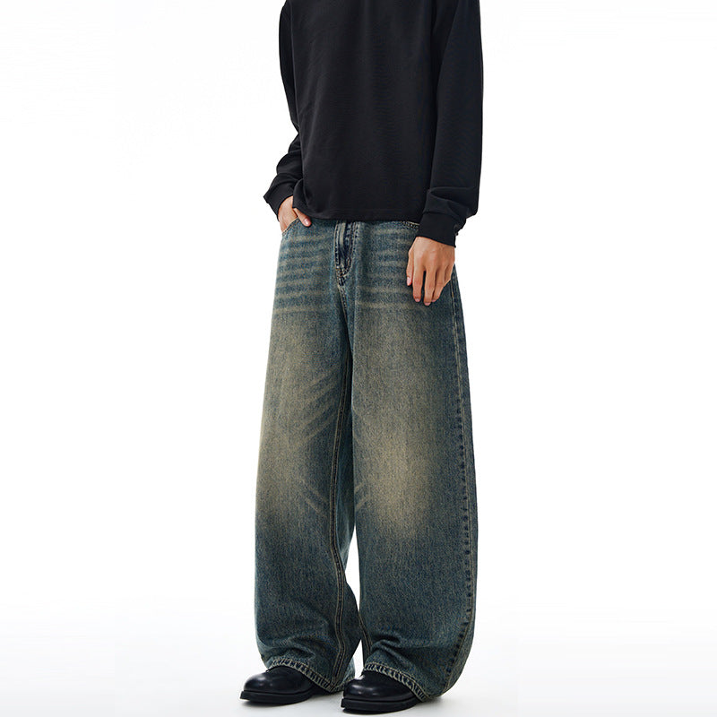 Herren Extrem weite Vintage-Denim Baggy-Jeans mit tiefem Schritt Drune