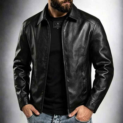 Herren Moderne Lederjacke Drune