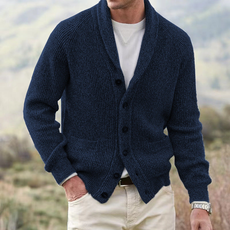 Herren Strickjacke mit trendigem Grobstrickmuster und praktischen Taschen Drune