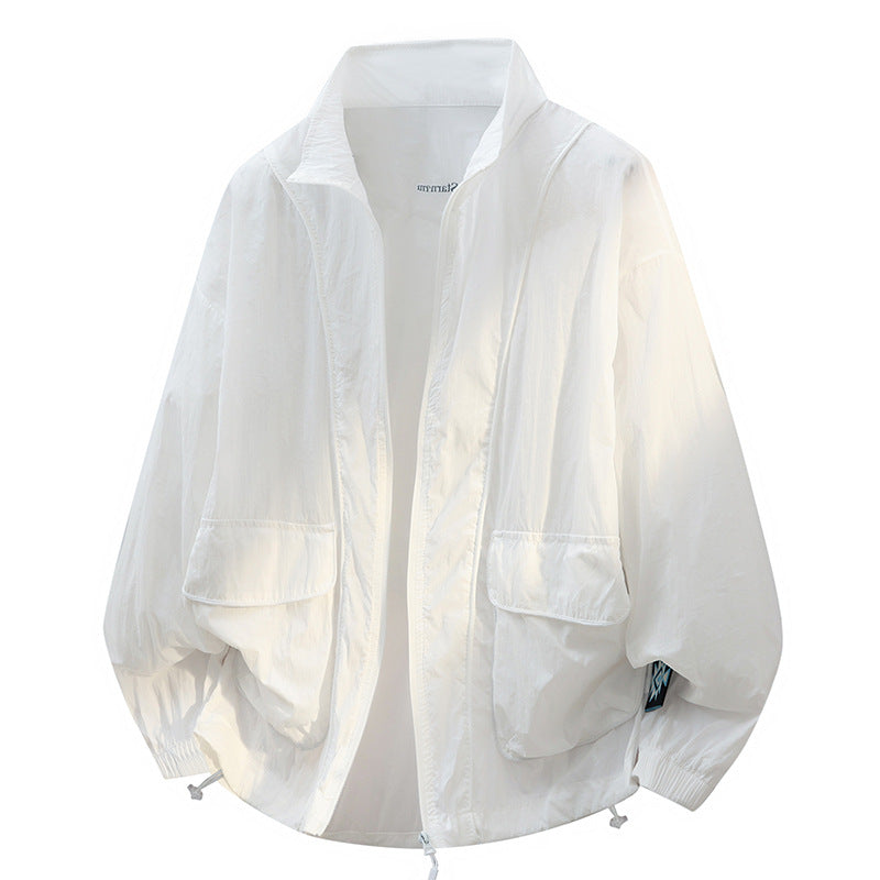 Unisex Oversize Leichte Windjacke mit Kordelzug, Pattentaschen & elastischen Bündchen Drune