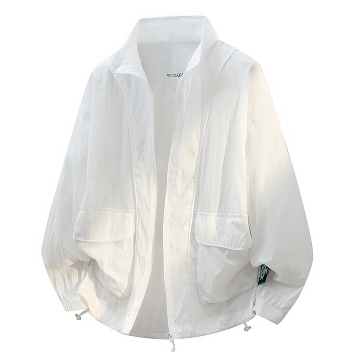 Unisex Oversize Leichte Windjacke mit Kordelzug, Pattentaschen & elastischen Bündchen Drune