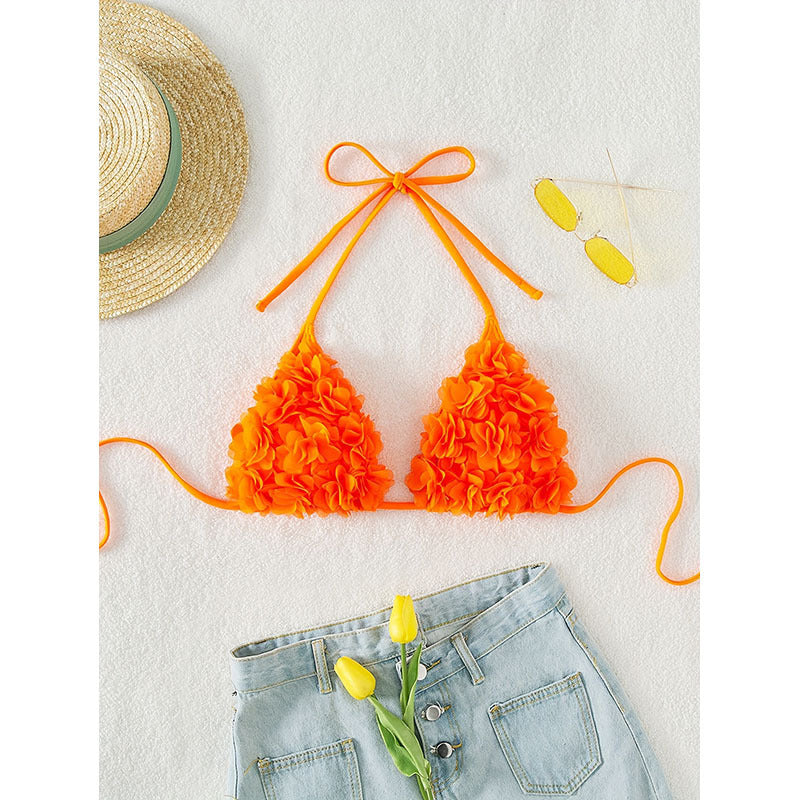 Damen Triangel-Bikini mit verspielten Blumenapplikationen Drune