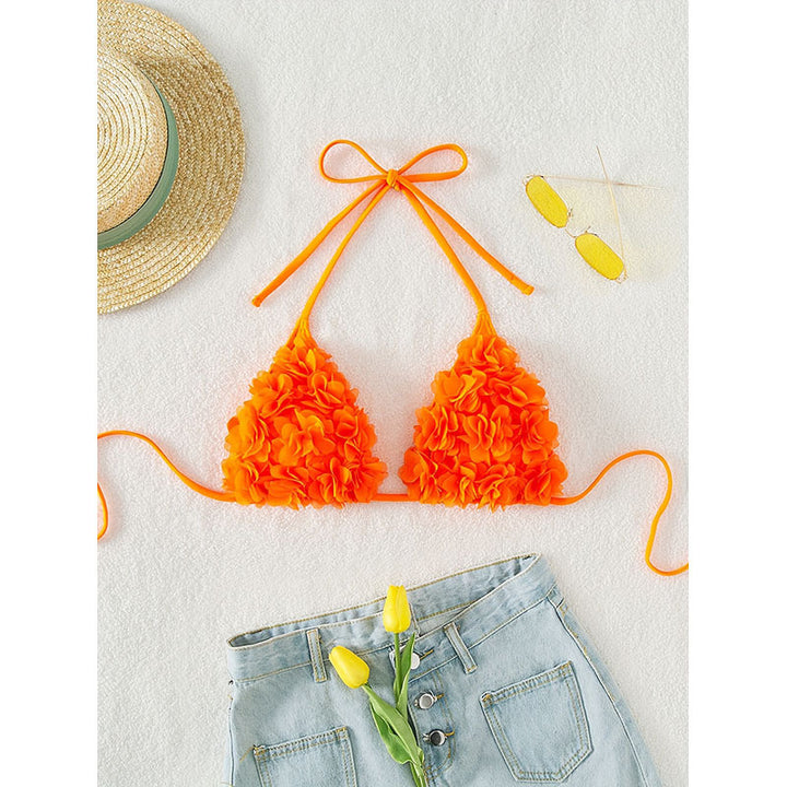 Damen Triangel-Bikini mit verspielten Blumenapplikationen Drune