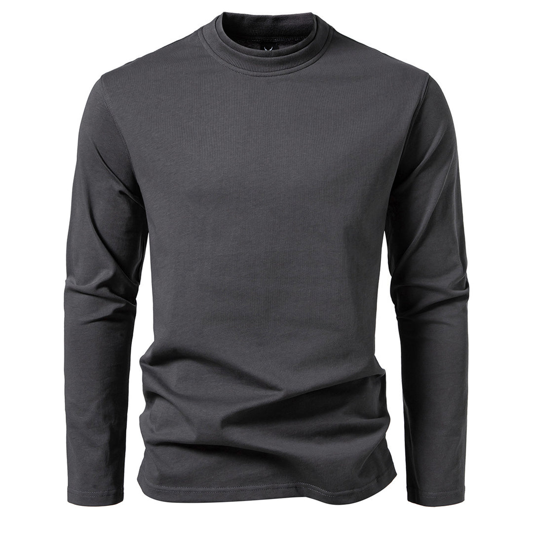 Herren Langes Feinstrick-Shirt mit Mockneck, geripptem Kragen und schlanker Silhouette Drune