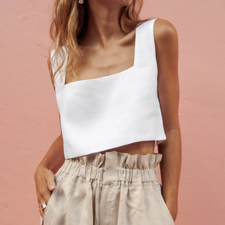 Damen Cropped Top mit quadratischem Ausschnitt und breiten Trägern Drune