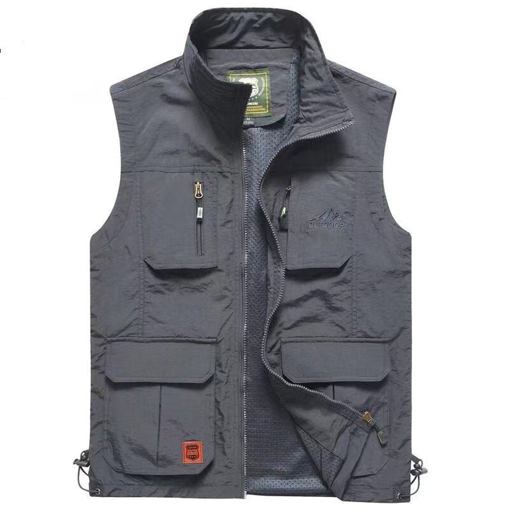 Herren Multifunktionale Outdoor‑Weste mit Mesh‑Futter, Mehrfach‑Taschen und verstellbarem Saum Drune