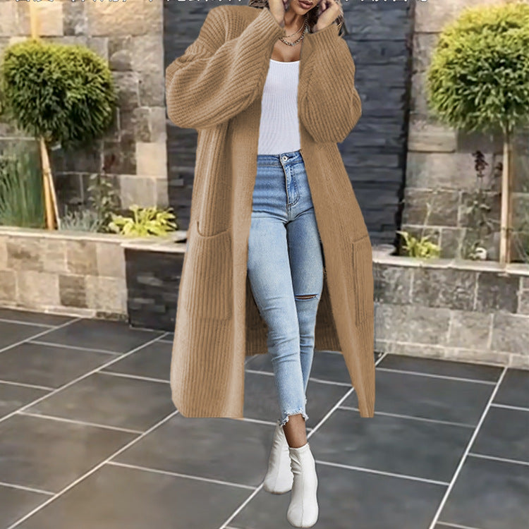 Damen Eleganter und bequemer Strickmantel mit tiefen Taschen Drune