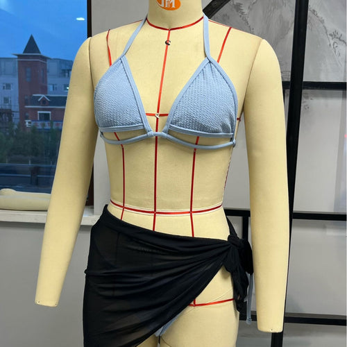 Damen Triangel-Bikini mit modischem Wickelrock Drune