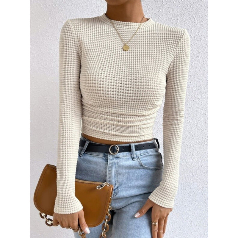 Damen Langarm-Crop-Top aus strukturiertem Jersey Drune