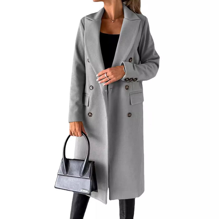 Damen Eleganter Doppelt-knopf Mantel Drune