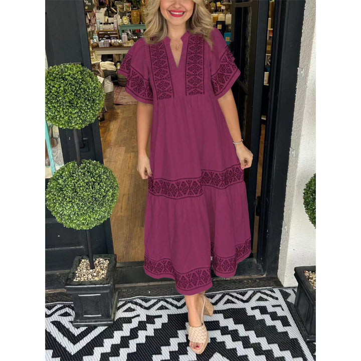 Damen Maxikleid mit raffinierten Stickdetails und ausgestelltem Schnitt Drune