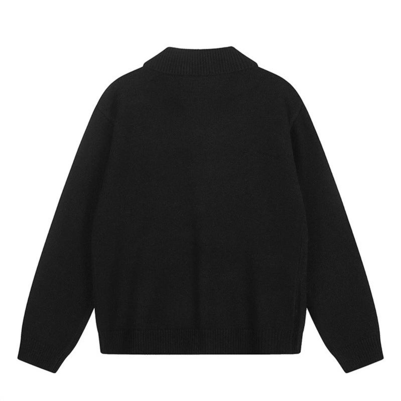 Damen Strick-Cardigan mit Hemdkragen, Knopfleiste und Statement-Patch Drune