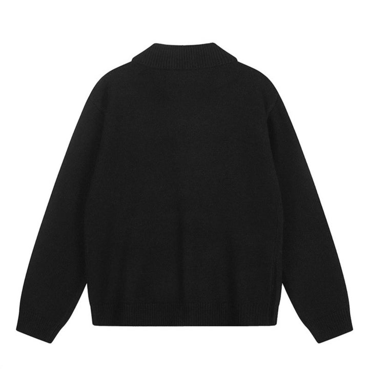Damen Strick-Cardigan mit Hemdkragen, Knopfleiste und Statement-Patch Drune