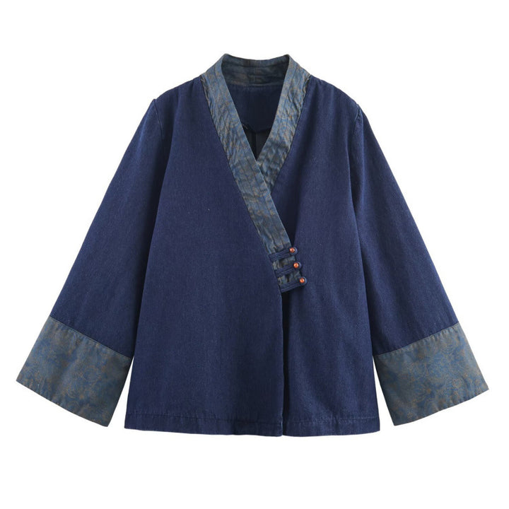 Damen elegante Kombi-Jacke im asiatischen Stil mit Kimono-Details Drune