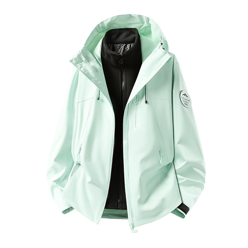 Herren Zweiteilige wasserdichte Outdoorjacke mit abnehmbarer Fleece‑Innenjacke und versiegelten Nähten Drune
