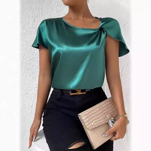 Drune | Satin Twist einfarbiger lockerer vielseitiger Top