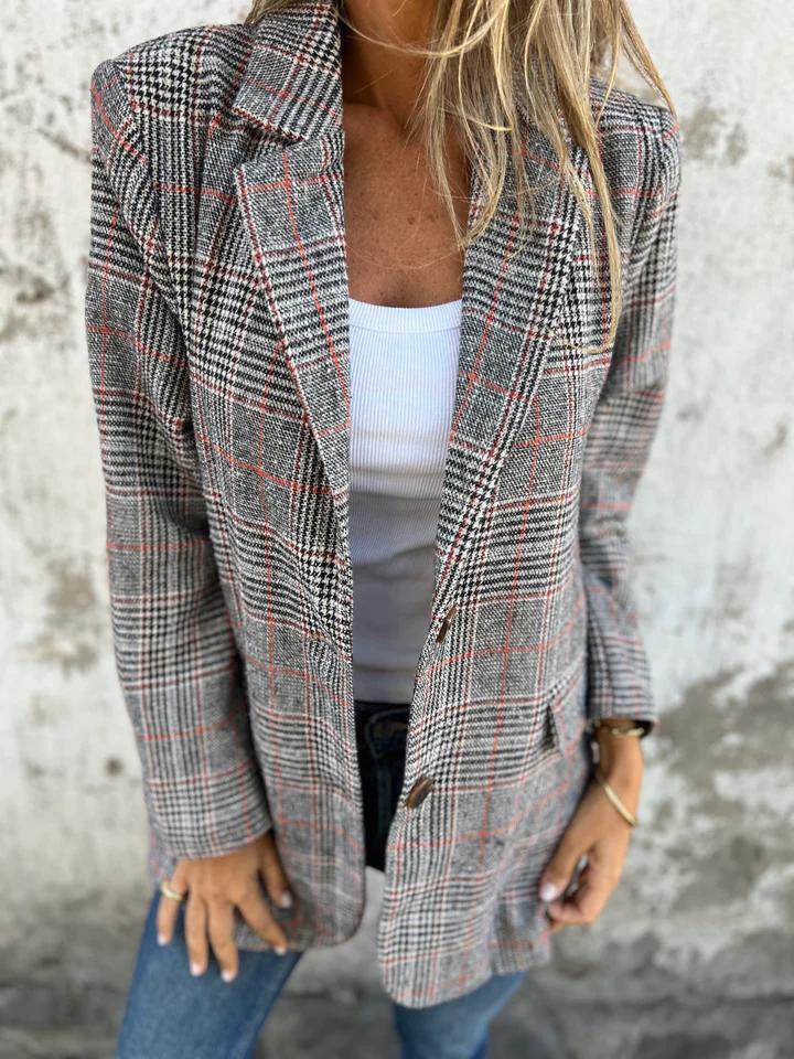 Drune | Lange Hahnentritt Wollanzugjacke