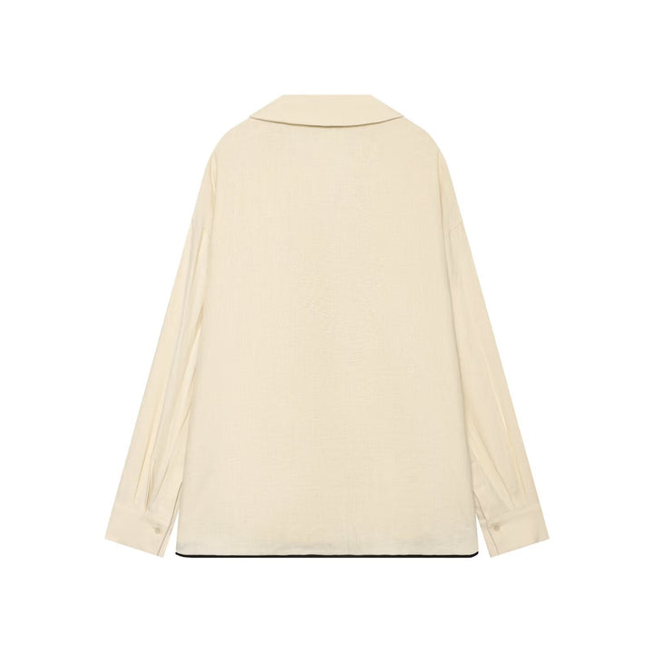 Damen Oversize Tunika-Pullover mit Polo-Kragen und seitlichen Zierbändern Drune