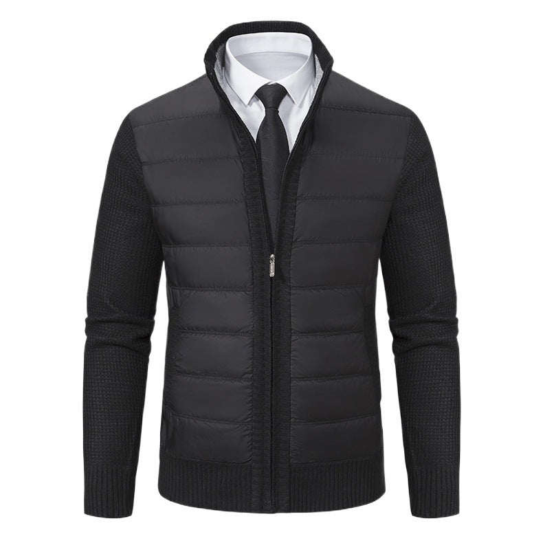 Herren nan gesteppte Hybrid-Strickjacke mit Stehkragen Reißverschluss und Eingrifftaschen Drune