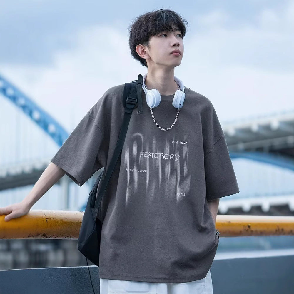 Herren Übergrößes T-Shirt mit kreativem Druck Drune