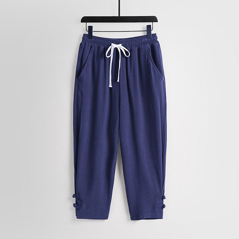 Damen Freizeit-Jogginghose mit Tunnelzug und Zierknöpfen am Knöchel Drune