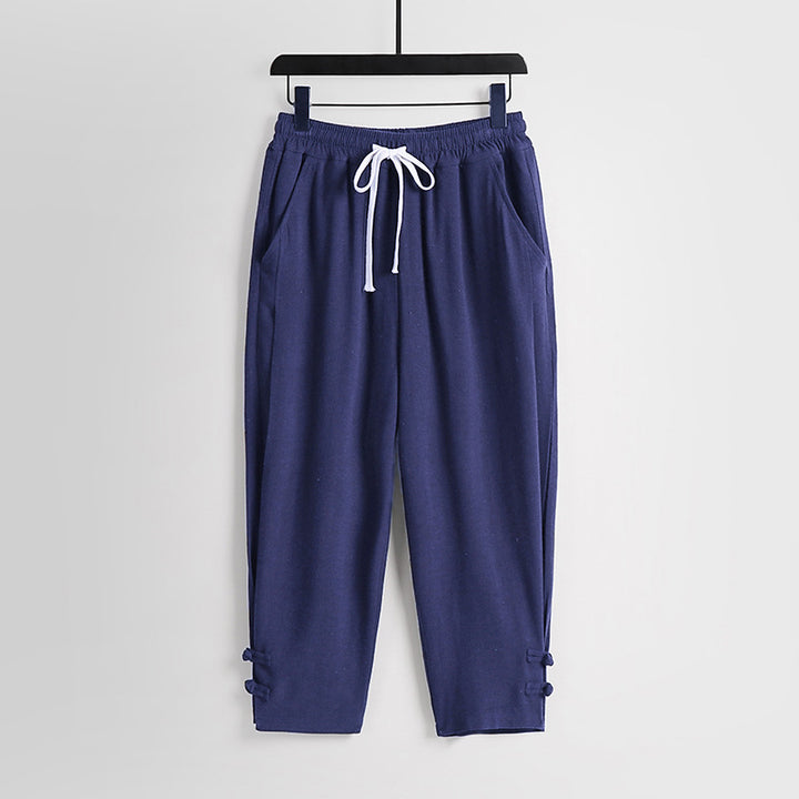 Damen Freizeit-Jogginghose mit Tunnelzug und Zierknöpfen am Knöchel Drune