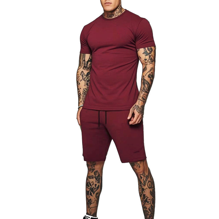 Herren Sportliches Kurzarm- und Shorts-Set mit kontrastierenden Details Drune