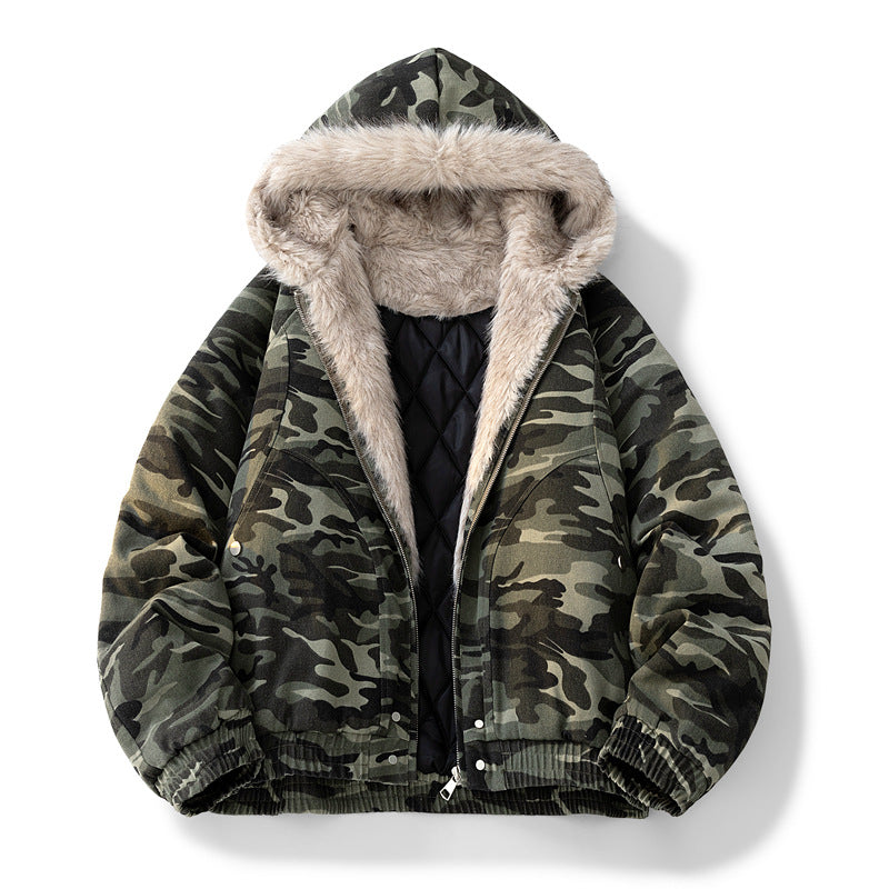 Herren Modische Camouflage-Winterjacke mit abnehmbarer Kapuze Drune