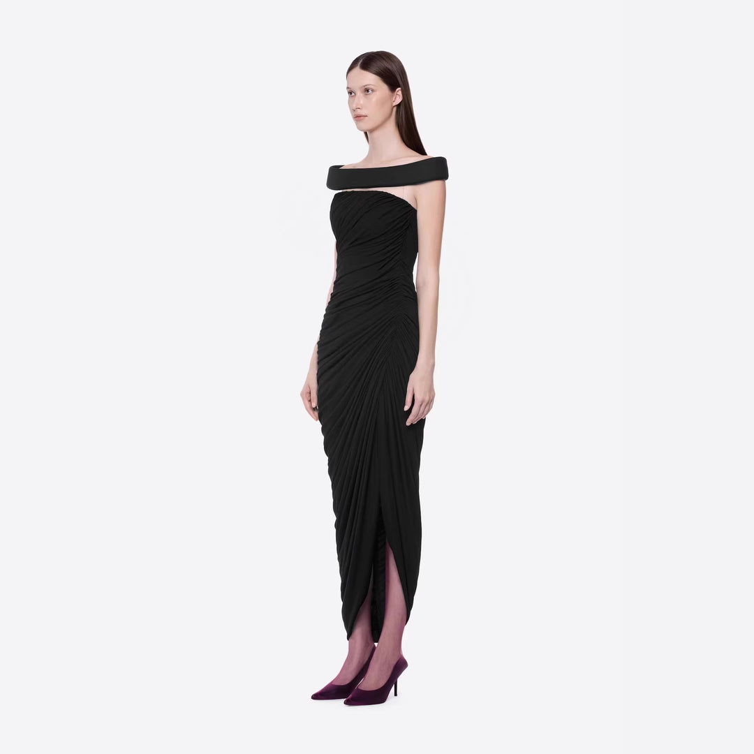 Damen Elegantes Abendkleid mit Off-Schulter-Design und raffiniertem Drapé Drune