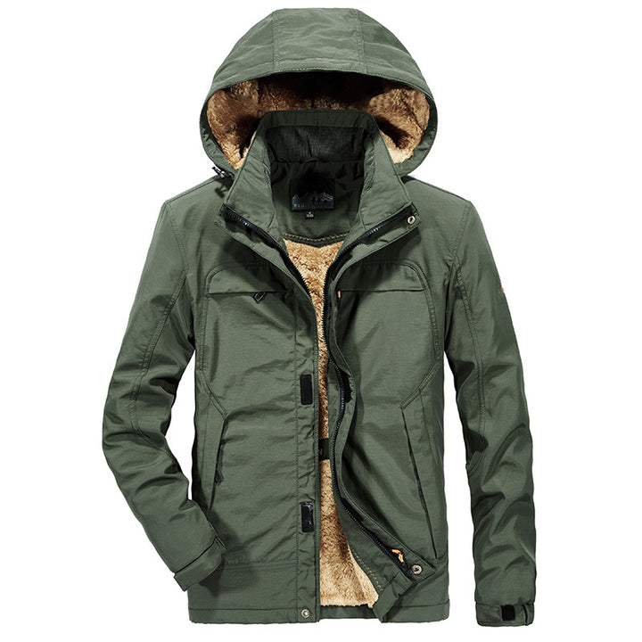 Herren Warme Gefütterte Winterjacke mit Kapuze und Teddyfutter Drune