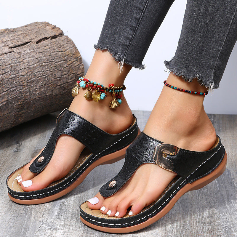 Damen Komfortable Zehentrenner-Sandalen mit modischem Riemen-Design Drune