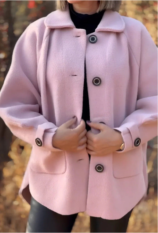 Damen weiche Wolljacke mit Schulterpasse und Knopfdetails Drune