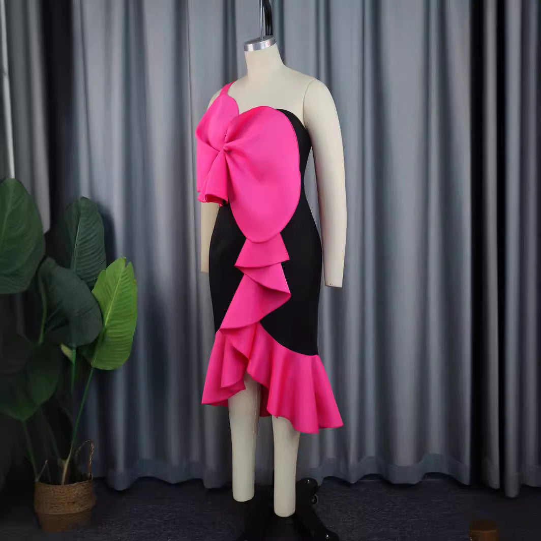 Damen Elegantes Cocktailkleid mit statementvollem Rüschen-Design und Übergröße Drune