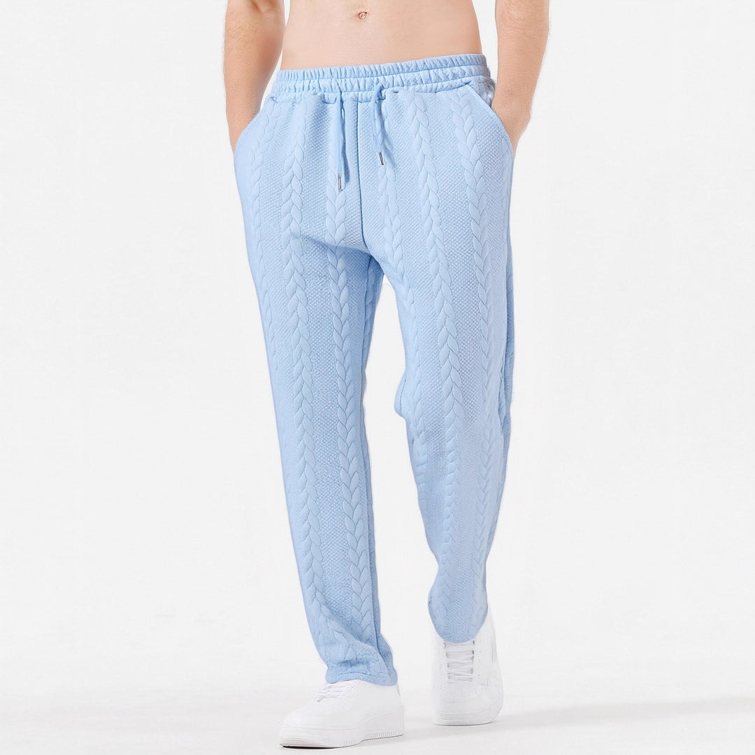 Herren grobgestrickte Lounge-Jogginghose mit Zopfstrick, Elastikbund und Kordelzug Drune