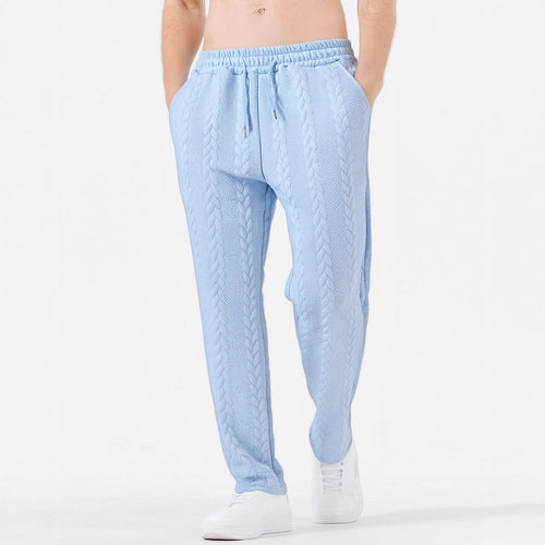 Herren grobgestrickte Lounge-Jogginghose mit Zopfstrick, Elastikbund und Kordelzug Drune