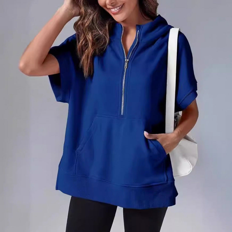Damen Lässiger Kapuzenpullover mit Reißverschluss und praktischen Taschen Drune