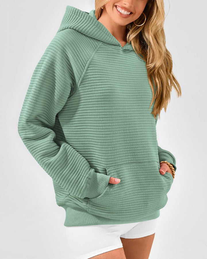Damen modischer Kapuzenpullover mit strukturiertem Oberflächenmuster Drune