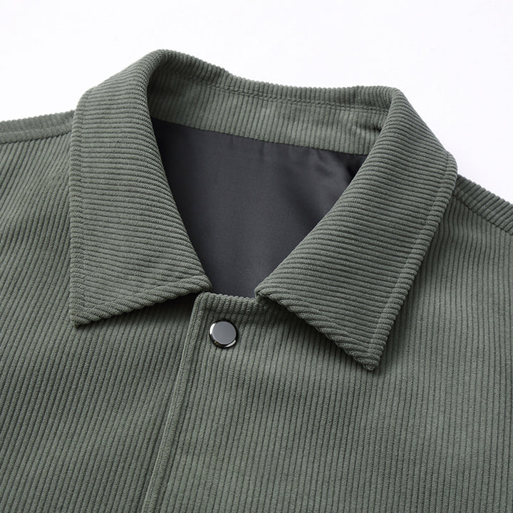 Herren strukturierte Cord-Übergangsjacke mit Druckknopffront und aufgesetzten Pattentaschen Drune