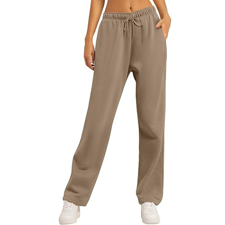 Damen nan hochwertige Relax-Hose mit hoher Taille, geradem Bein und integrierten Eingrifftaschen Drune