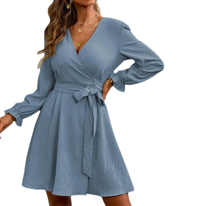 Drune | Schickes V-Ausschnitt Wickelkleid mit Schleife