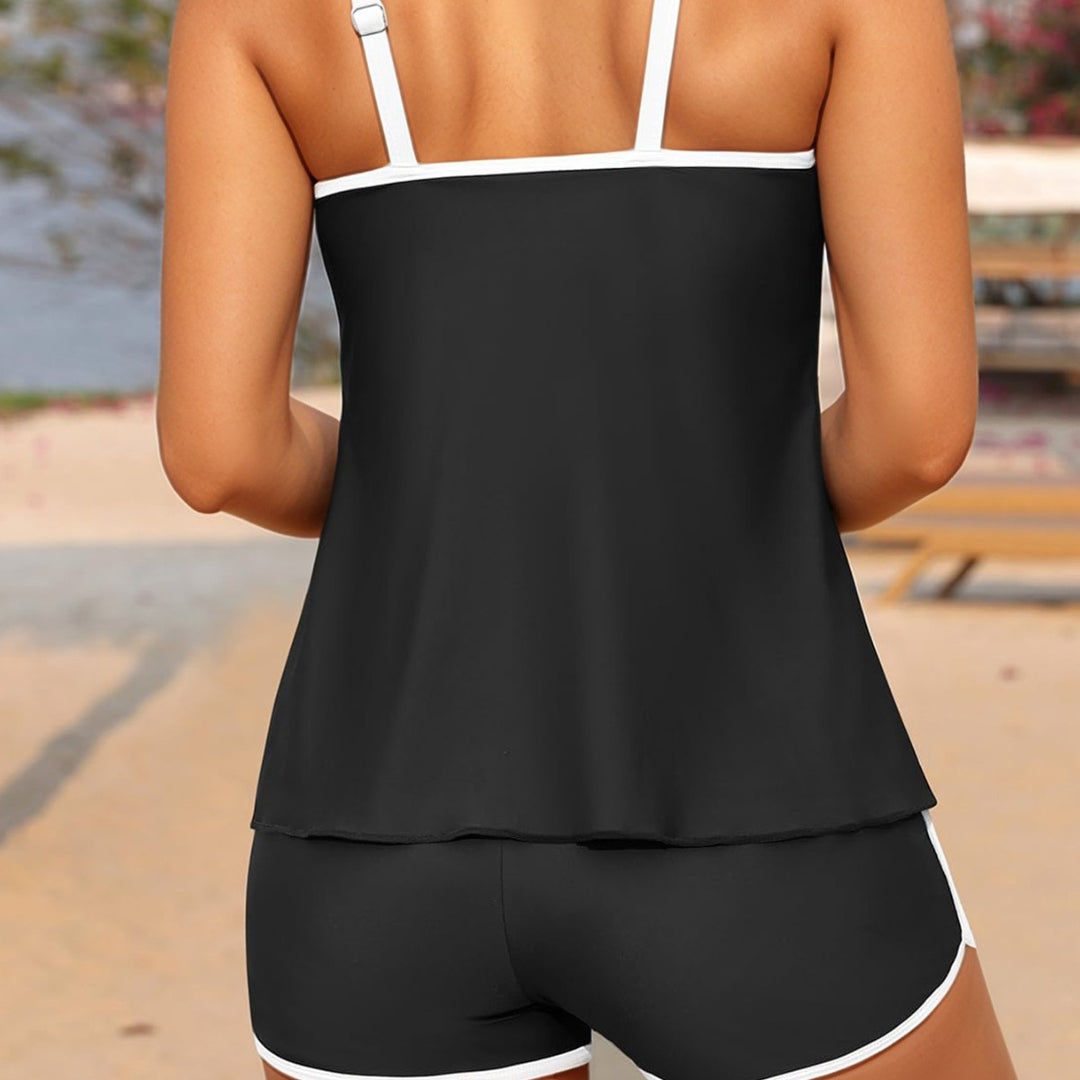 Damen Sportliches Tankini-Set mit weichen Trägern und modischen Shorts Drune