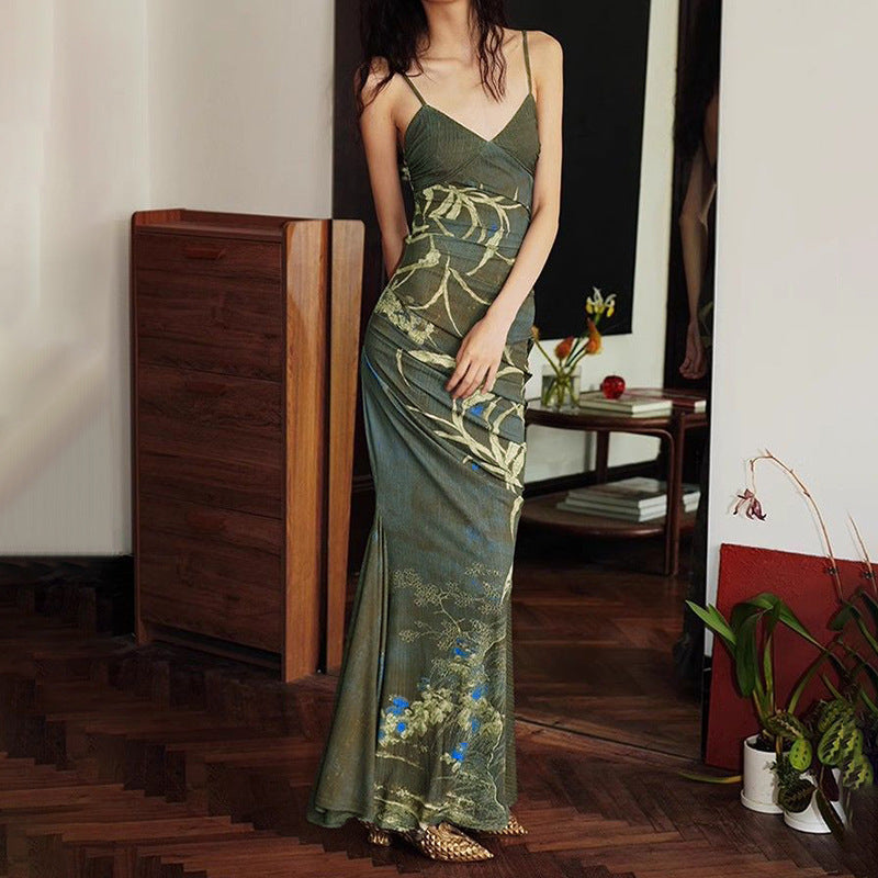 Damen Maxikleid mit raffinierten Drapierungen und floralem Muster Drune