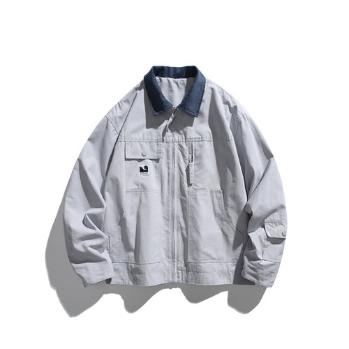 Herren Boxy-Workwear-Blousonjacke mit Kontrastkragen und Mehrfach-Taschen Drune