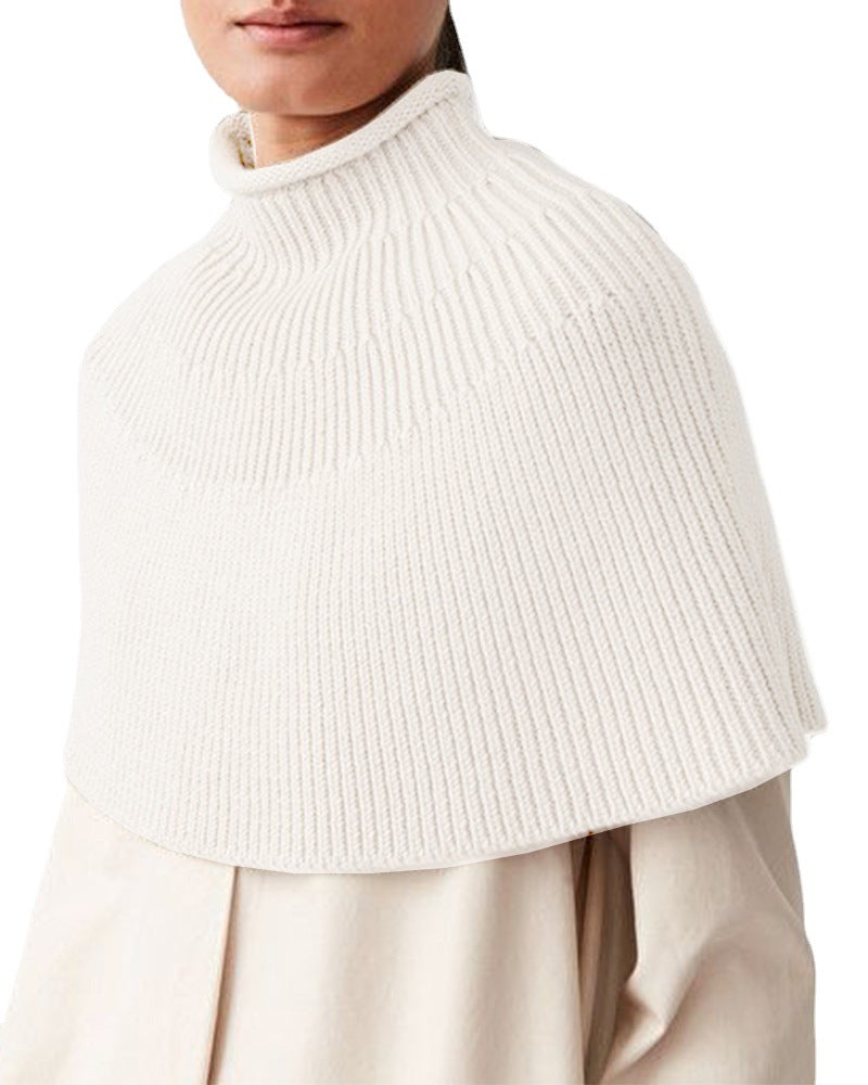 Damen Strick-Cape mit hohem Kragen und feiner Rippstruktur Drune