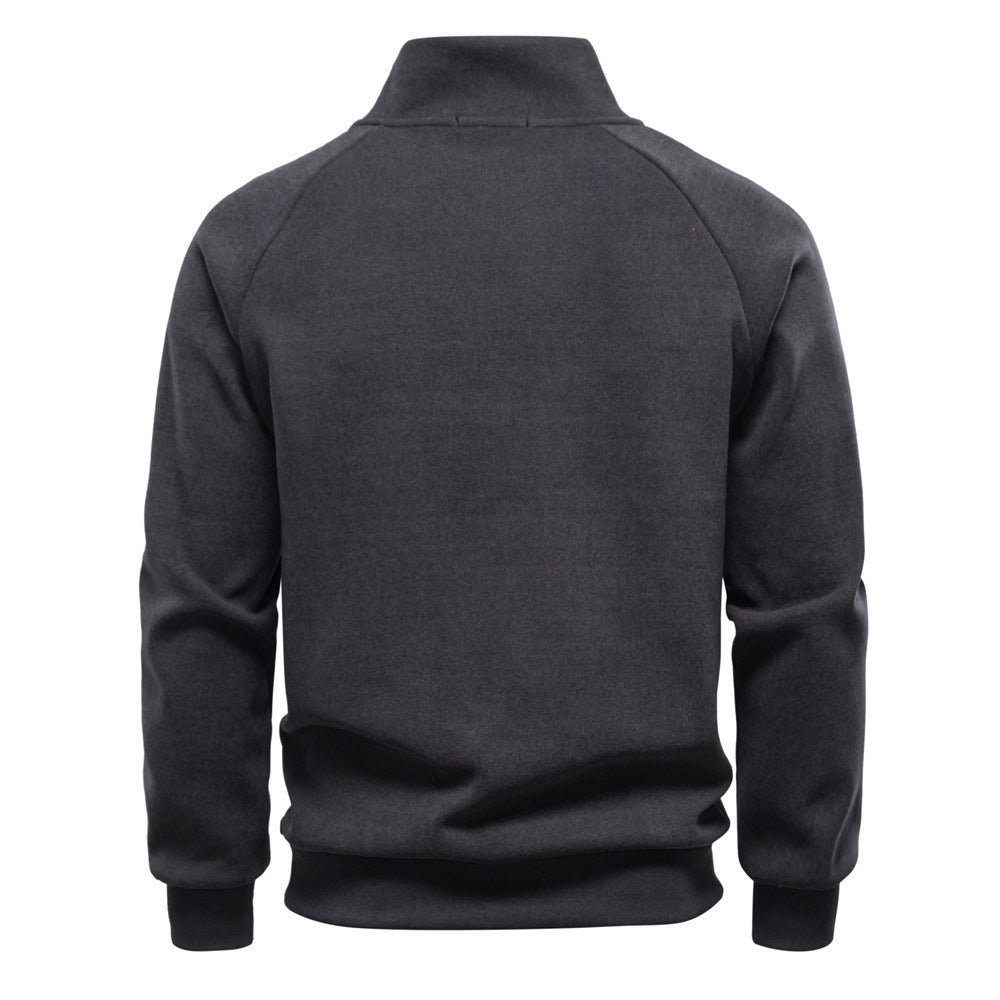 Herren nan Stehkragenpullover mit asymmetrischem Schulterreißverschluss und Raglanärmeln Drune