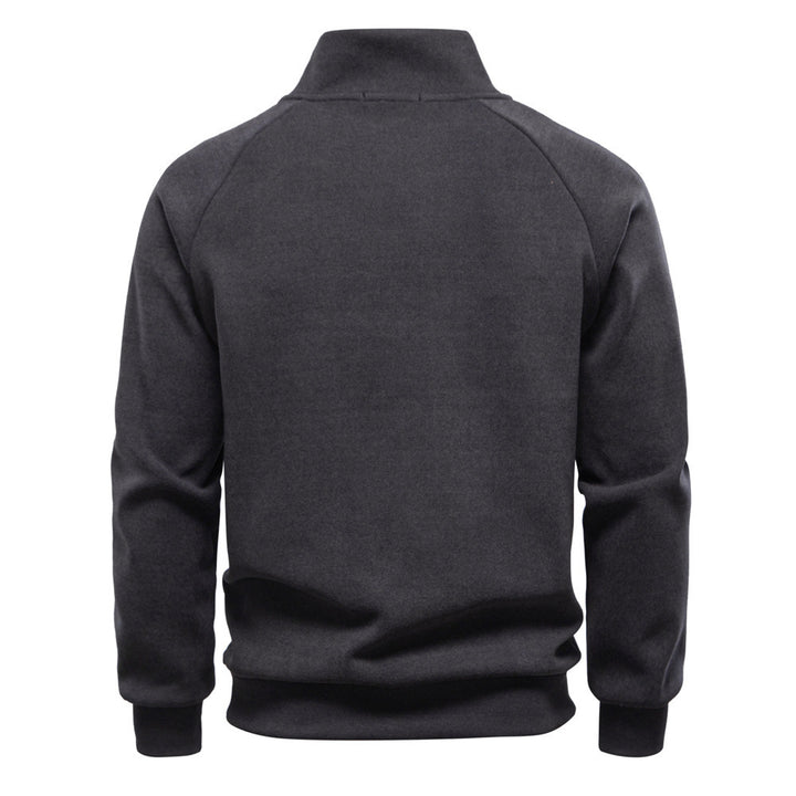 Herren nan Stehkragenpullover mit asymmetrischem Schulterreißverschluss und Raglanärmeln Drune